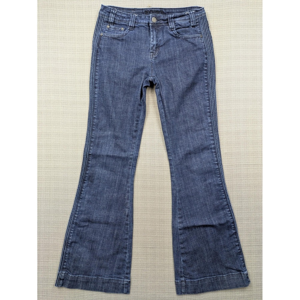 Rock And Roll Cowgirl Jeans Womens 29x34 Dark Blue Mid Rise Trouser Flare Denim